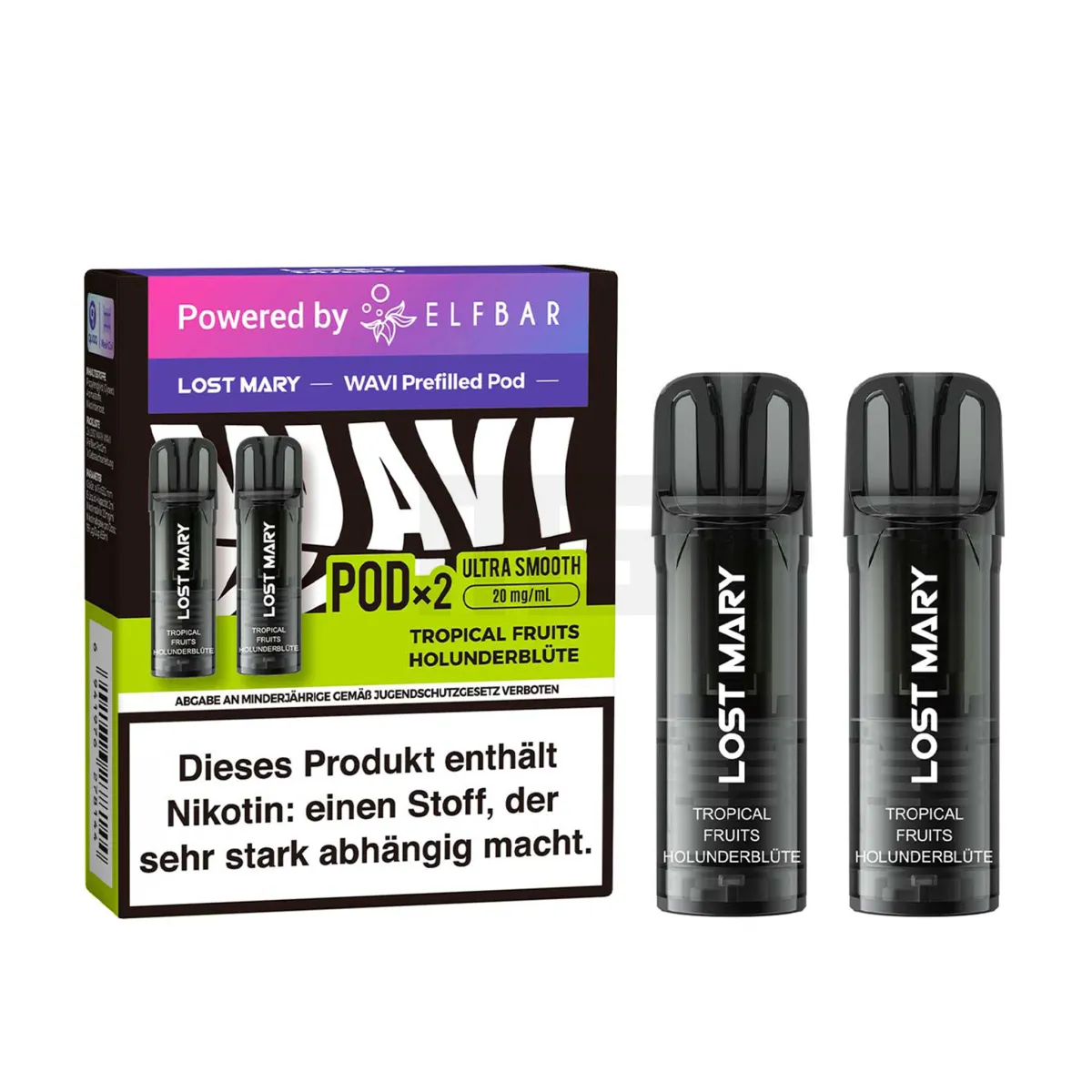 Lost Mary - Wavi - Prefilled Pods - Tropical Fruits Holunderblüte - 20mg Lost Mary - Wavi - Prefilled Pods - Tropical Fruits Holunderblüte - 20mg