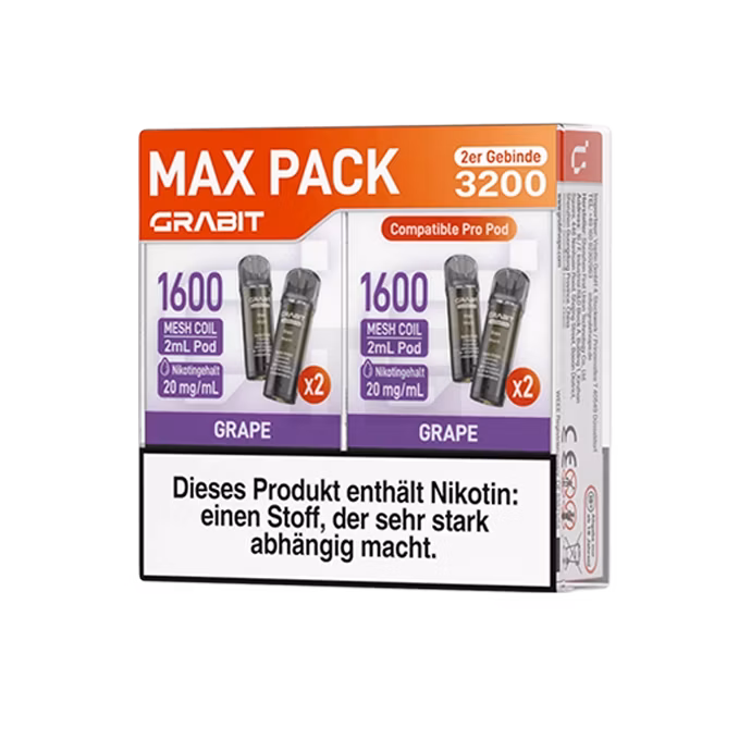 GRABIT - Pro - Prefilled Pod - Grape - Max Pack - 4er Packung - 2ml GRABIT - Pro - Prefilled Pod - Grape - Max Pack - 4er Packung - 2ml