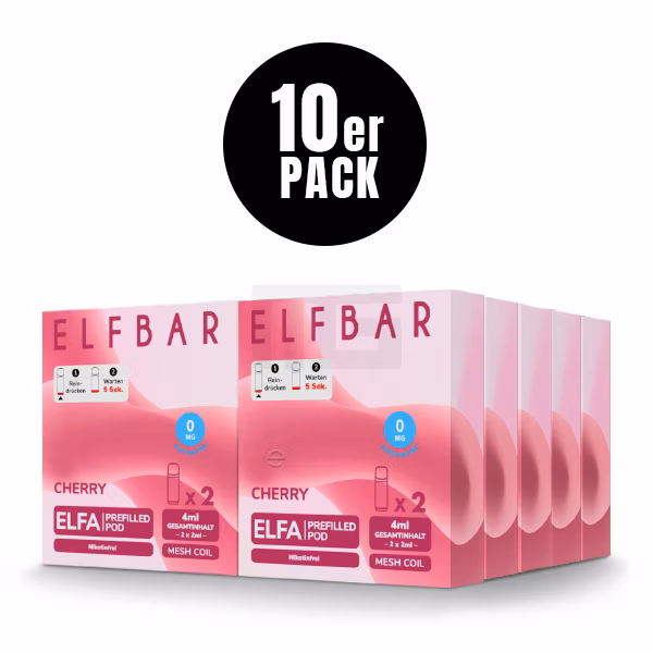 Elfbar - ELFA - Prefilled Pod - (VE= 10 Stück) Displaykarton - Cherry | Nikotinsalz-Stärke : 0mg