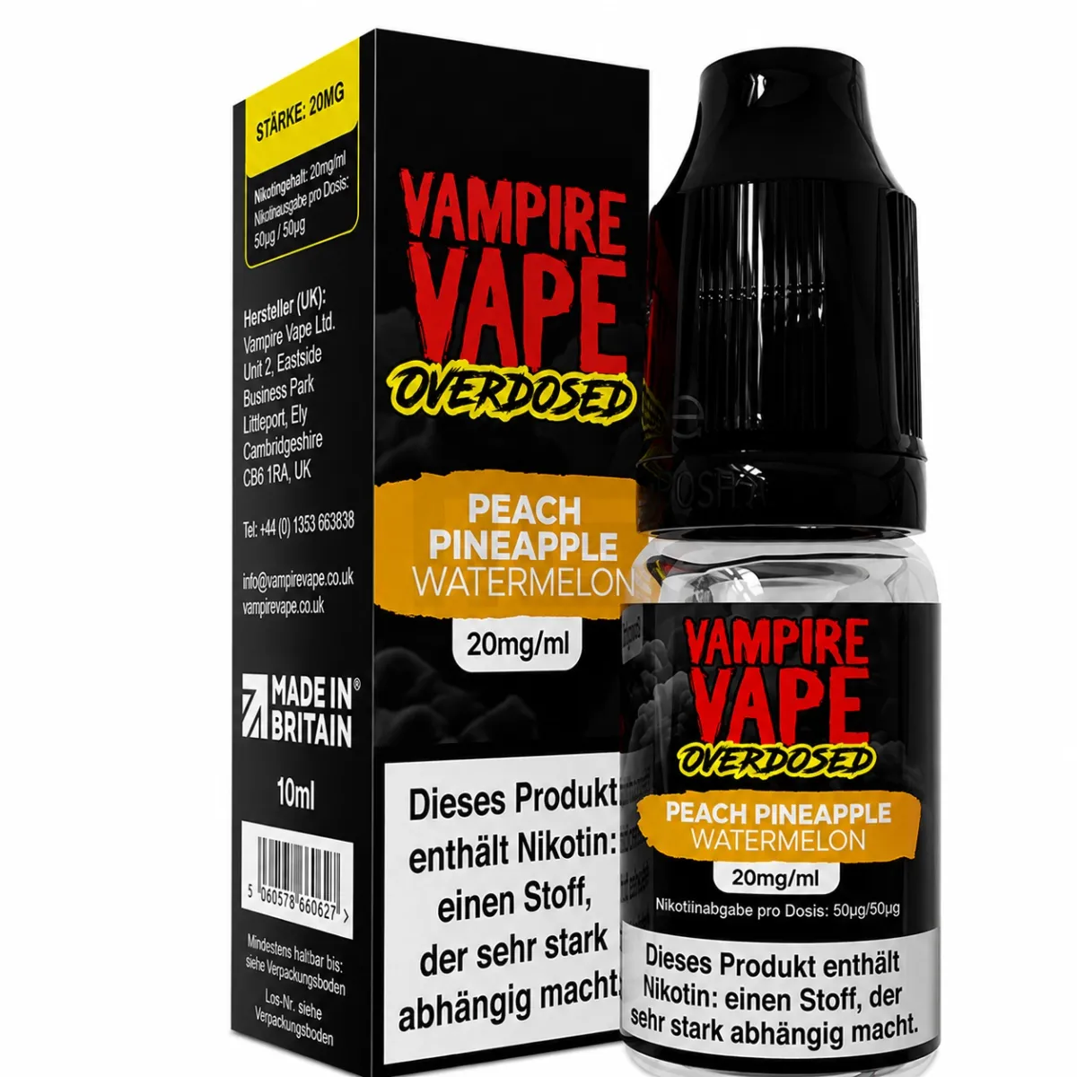 Vampire Vape - Overdosed - Nikotinsalz-Liquid - 10ml - Pineapple Peach Watermelon | Nikotinsalz-Stärke : 20mg