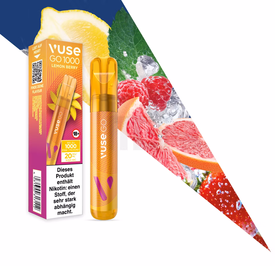 Vuse - Go 1000 - Einweg E-Zigarette - Lemon Berry | Nikotinsalz-Stärke : 0mg