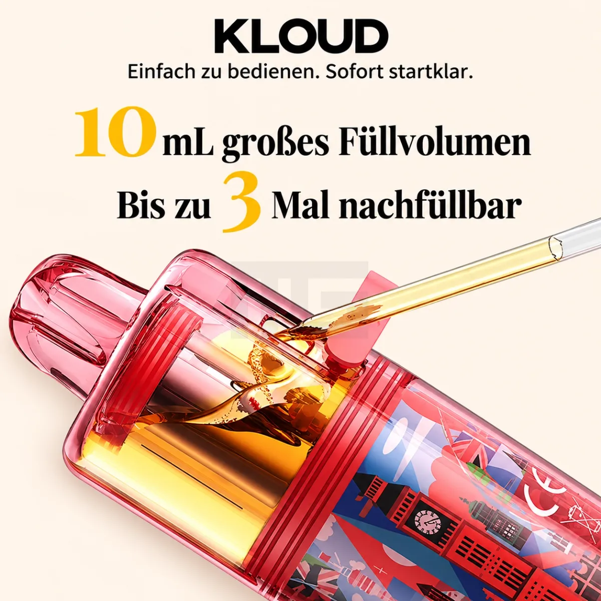 Geekvape - Kloud - Einweg E-Zigarette - 10ml - Urban Black