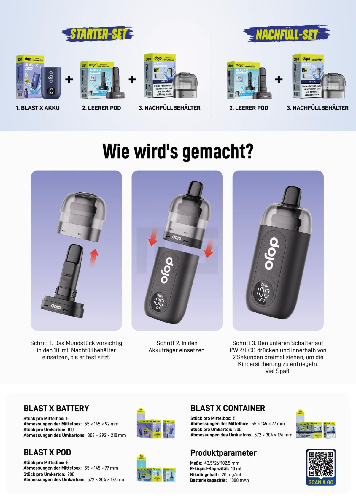 Vaporesso - Dojo Blast X - A4 Flyer - 4/4 farbig