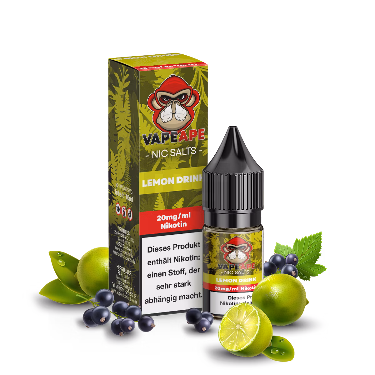 VapeApe - Nikotinsalz-Liquid - 10ml - Lemon Drink | Nikotinsalz-Stärke : 20mg VapeApe - Nikotinsalz-Liquid - 10ml - Lemon Drink | Nikotinsalz-Stärke : 20mg