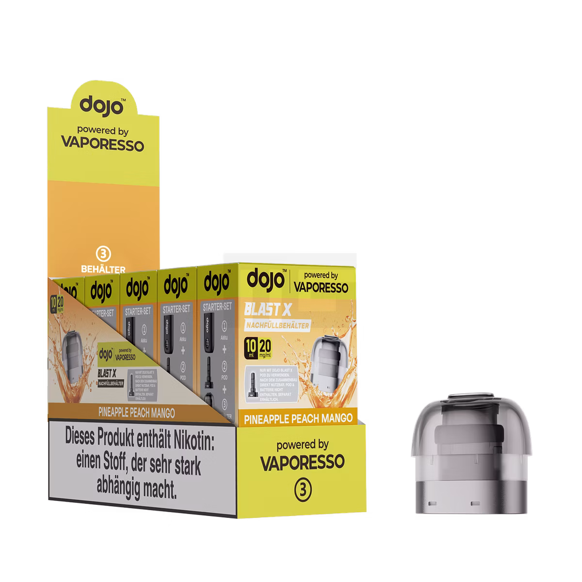 Vaporesso - Dojo Blast X - 10ml Pod Nachfüllbehälter - Pineapple Peach Mango - 20mg Vaporesso - Dojo Blast X - 10ml Pod Nachfüllbehälter - Pineapple Peach Mango - 20mg