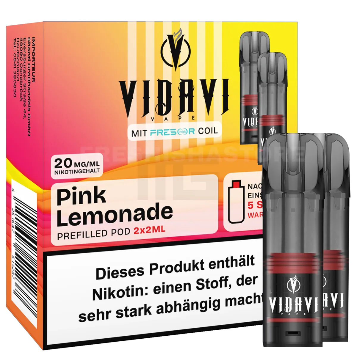 VIDAVI - Prefilled Pod - 2ml - 2er Pack - Pink Lemonade VIDAVI - Prefilled Pod - 2ml - 2er Pack - Pink Lemonade