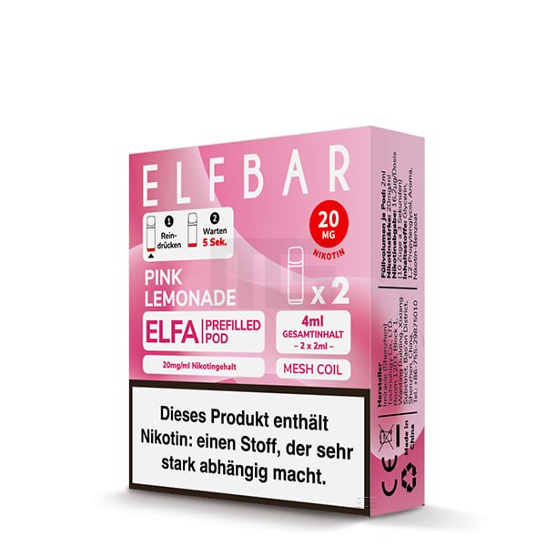 Elfbar - ELFA - Prefilled Pod - 2ml - 2er Pack - Pink Lemonade Elfbar - ELFA - Prefilled Pod - 2ml - 2er Pack - Pink Lemonade