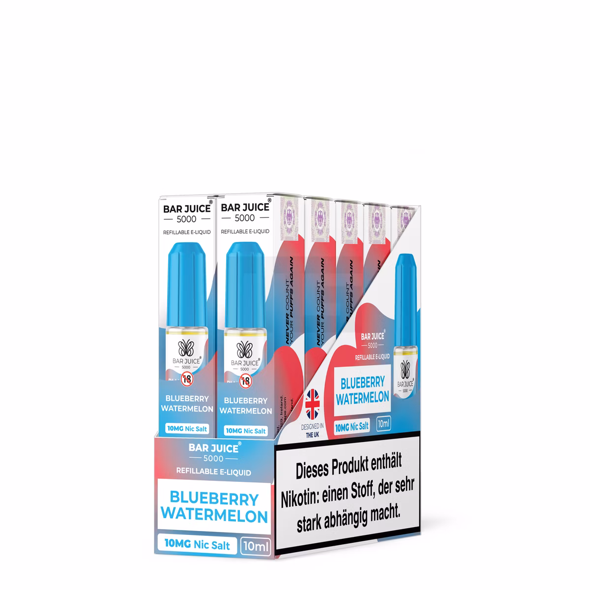 Bar Juice - 5000 - Blueberry Watermelon | Inhalt : 10ml | Nikotinsalz-Stärke : 10mg | Paketgröße : 1er Packung