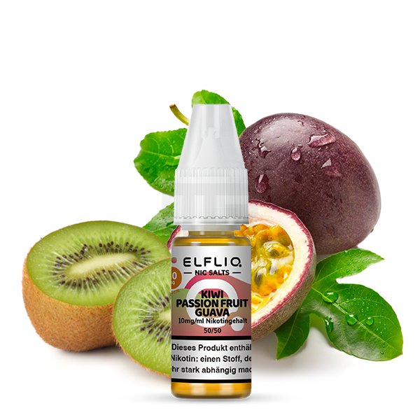 Elfbar - ElfLiq - 10ml - Kiwi Passion Fruit Guava | Nikotinsalz-Stärke : 10mg Elfbar - ElfLiq - 10ml - Kiwi Passion Fruit Guava | Nikotinsalz-Stärke : 10mg