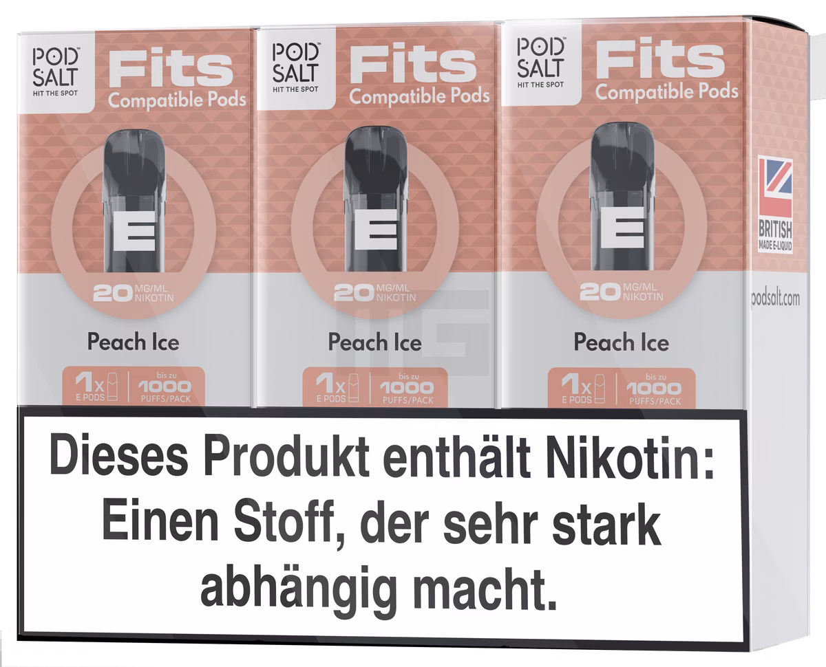 Pod Salt - Fits - Prefilled Pod - Peach Ice - 20mg - 2ml - 3er Pack