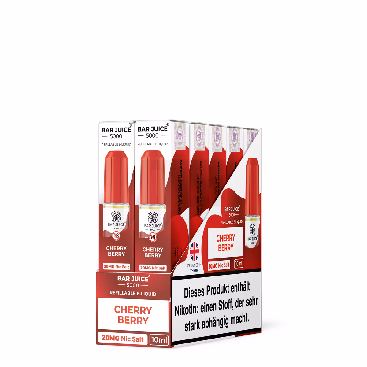 Bar Juice - 5000 - Cherry Berry | Inhalt : 10ml | Nikotinsalz-Stärke : 20mg | Paketgröße : 1er Packung