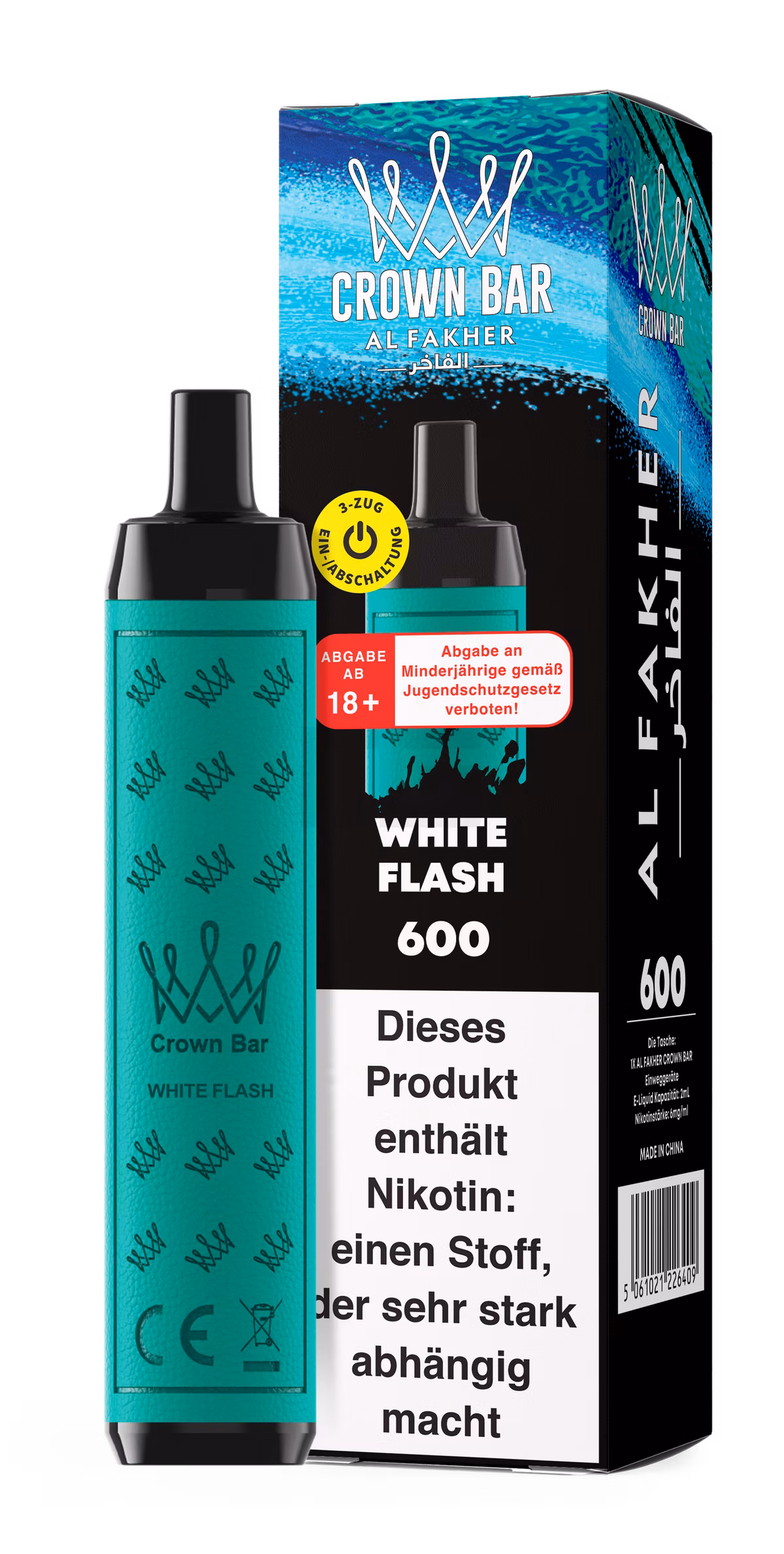 Al Fakher - Crown Bar - Einweg E-Zigarette - 2ml - 20mg - CP - White Flash