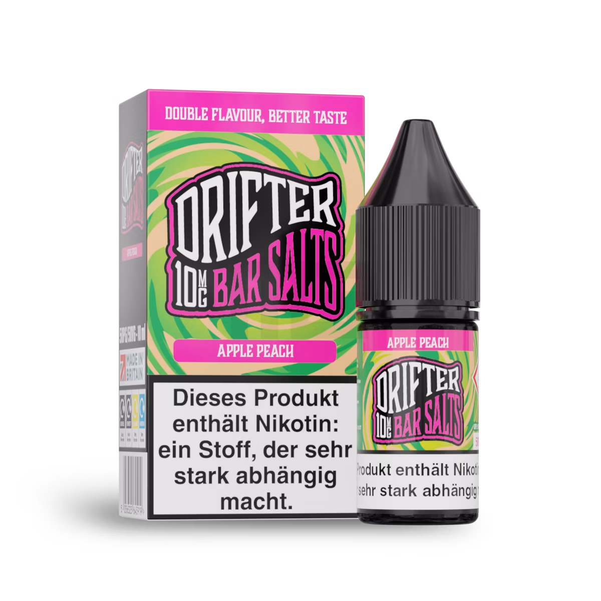 Drifter - Nikotinsalzliquid - 10ml - Apple Peach | Nikotinsalz-Stärke : 10mg Drifter - Nikotinsalzliquid - 10ml - Apple Peach | Nikotinsalz-Stärke : 10mg