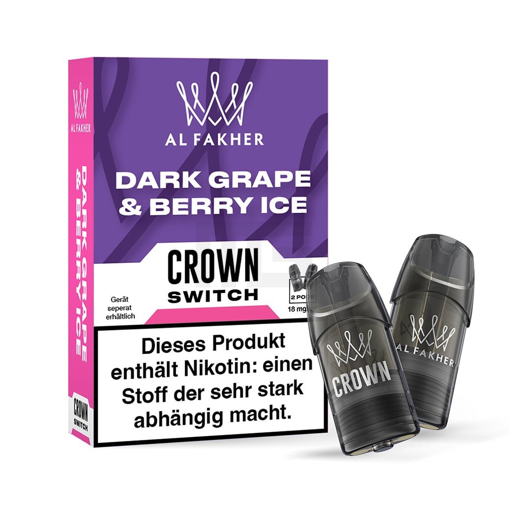 Al Fakher - Crown Switch - Prefilled Pods - 2er Pack - Dark Grape & Berry Ice | Paketgröße : 1er Packung