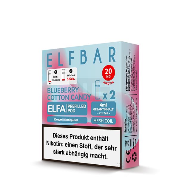 Elfbar - ELFA - Prefilled Pod - 2ml - 2er Pack - Blueberry Cotton Candy Elfbar - ELFA - Prefilled Pod - 2ml - 2er Pack - Blueberry Cotton Candy