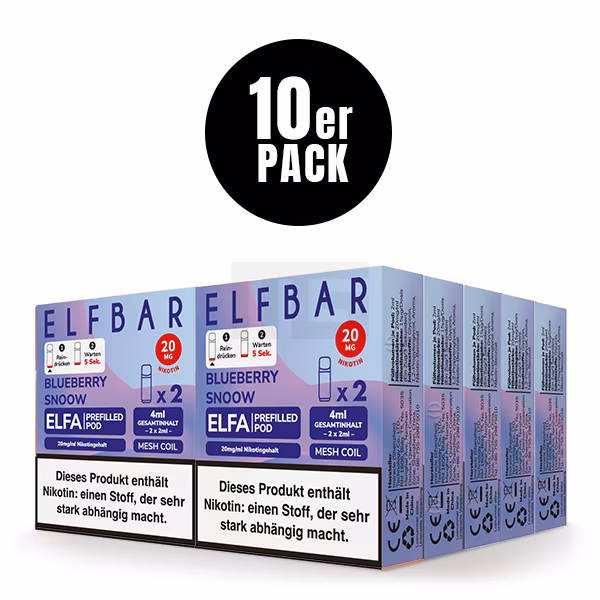 Elfbar - ELFA - Prefilled Pod - (VE= 10 Stück) Displaykarton - Blueberry Snoow | Nikotinsalz-Stärke : 20mg