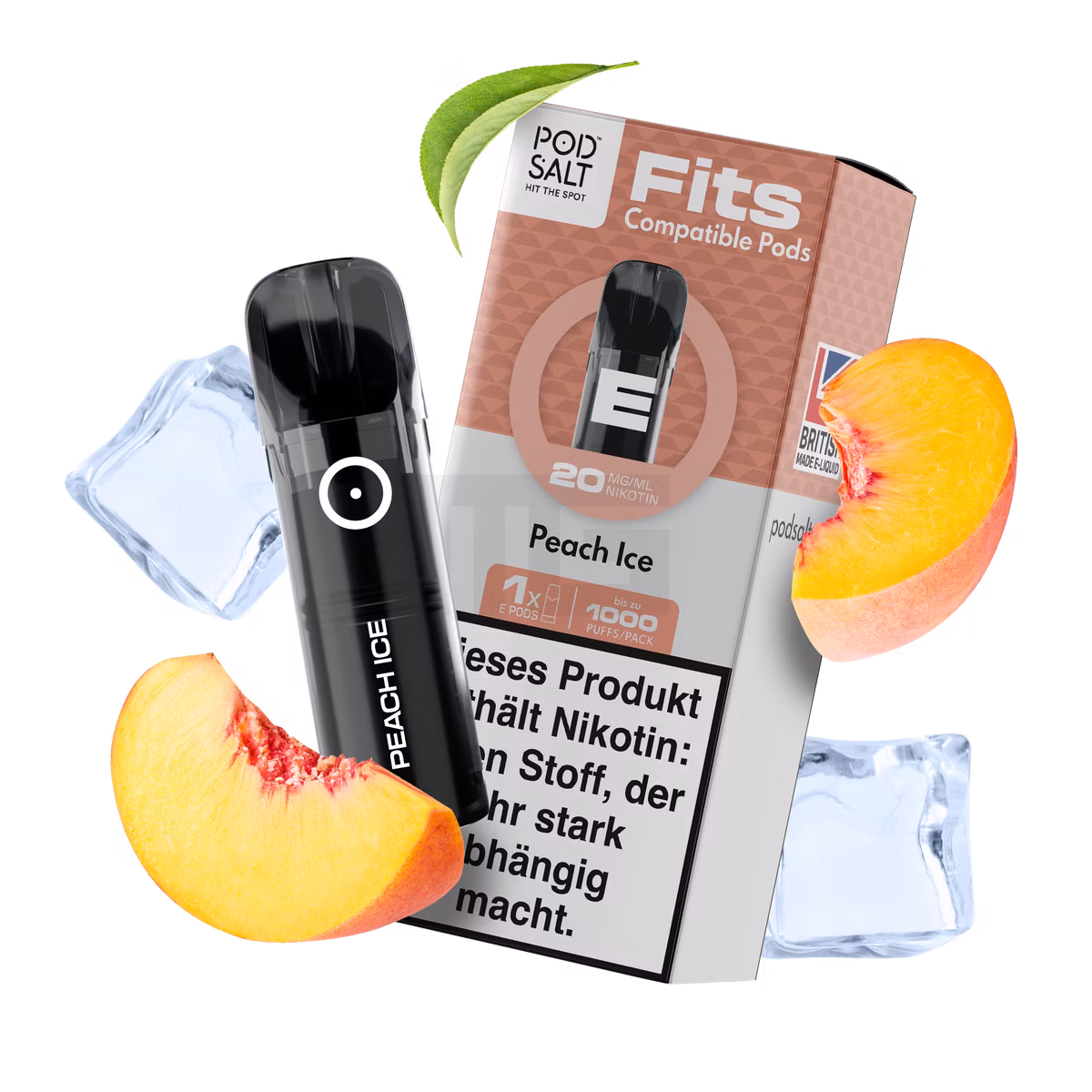 Pod Salt - Fits - Prefilled Pod - Peach Ice - 20mg - 2ml - 3er Pack