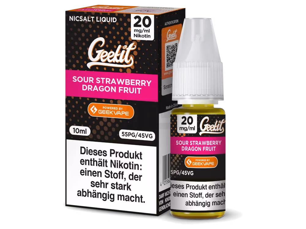 GeekVape - Geekit - Nikotinsalz Liquid - Sour Strawberry Dragon Fruit | Inhalt : 10ml | Nikotinsalz-Stärke : 20mg | Paketgröße : 1er Packung GeekVape - Geekit - Nikotinsalz Liquid - Sour Strawberry Dragon Fruit | Inhalt : 10ml | Nikotinsalz-Stärke : 20mg | Paketgröße : 1er Packung