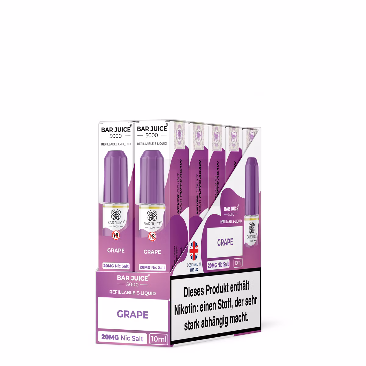 Bar Juice - 5000 - Grape | Inhalt : 10ml | Nikotinsalz-Stärke : 20mg | Paketgröße : 1er Packung