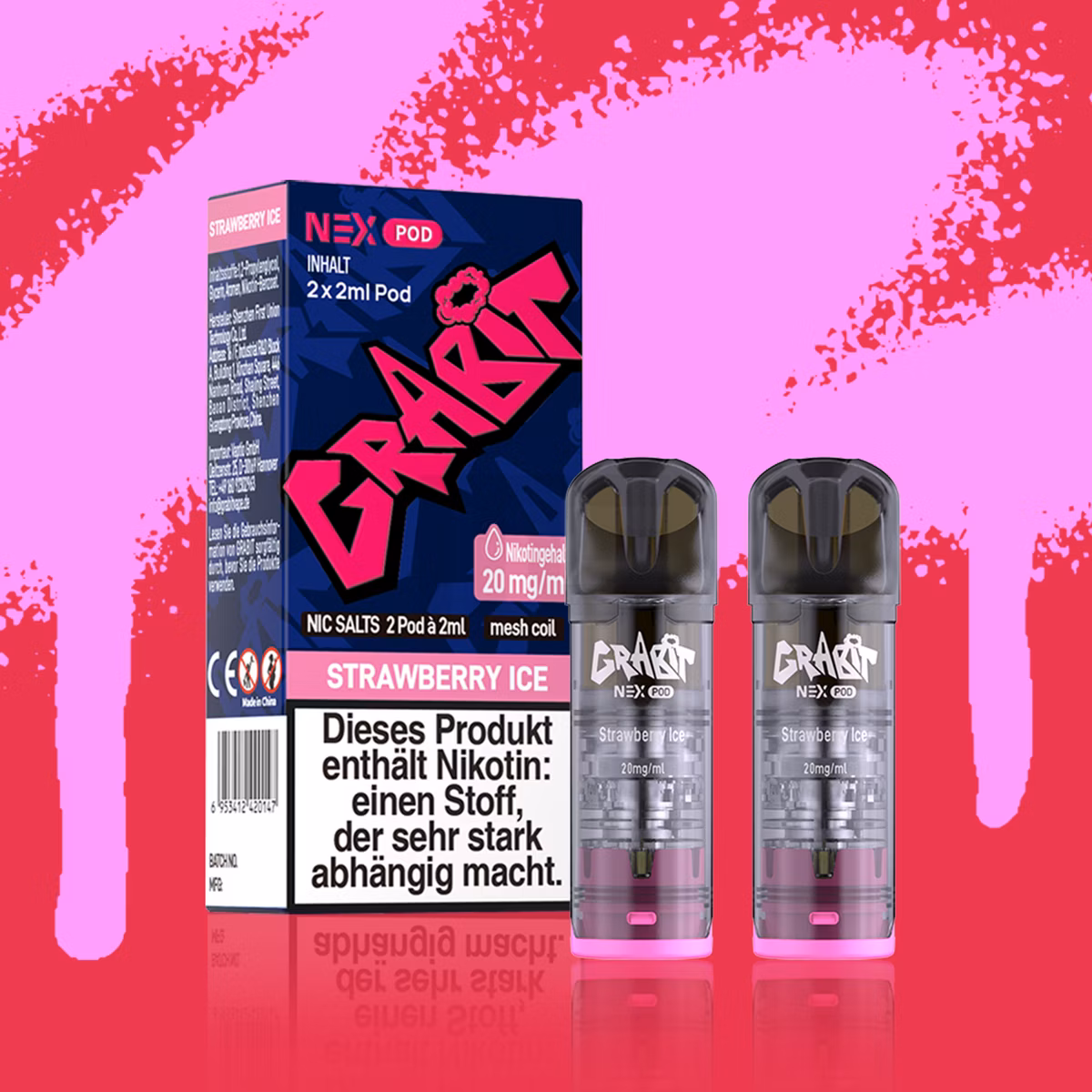 GRABIT - Nex - Prefilled Pod - 2ml - 2er Pack - Strawberry Ice GRABIT - Nex - Prefilled Pod - 2ml - 2er Pack - Strawberry Ice