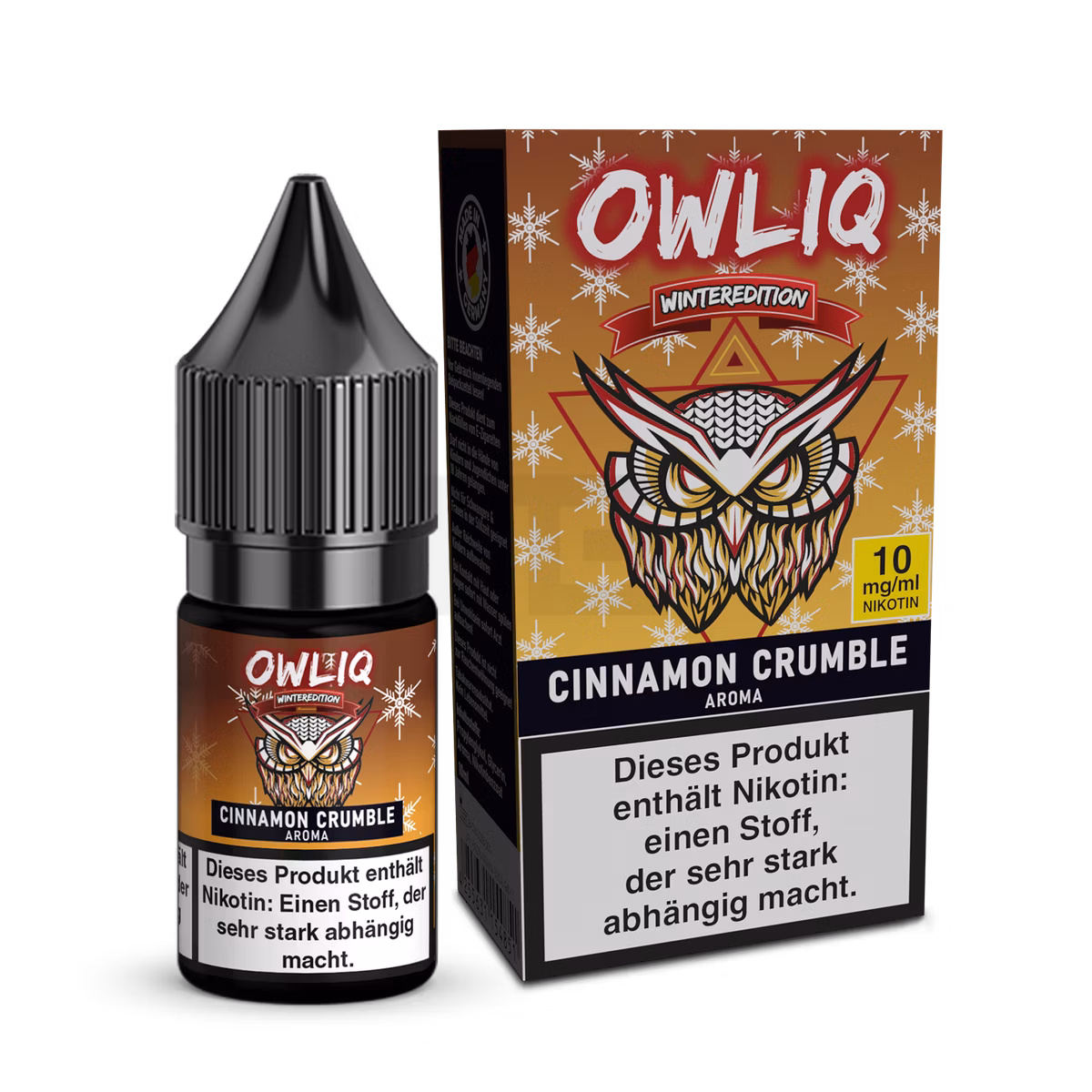 OWLIQ - Winteredition - Nikotinsalz Liquid - 10ml - Cinnamon Crumble | Nikotinsalz-Stärke : 10mg | Paketgröße : 1er Packung
