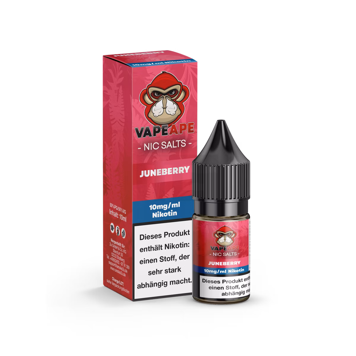 VapeApe - Nikotinsalz-Liquid - 10ml - Juneberry | Nikotinsalz-Stärke : 10mg VapeApe - Nikotinsalz-Liquid - 10ml - Juneberry | Nikotinsalz-Stärke : 10mg