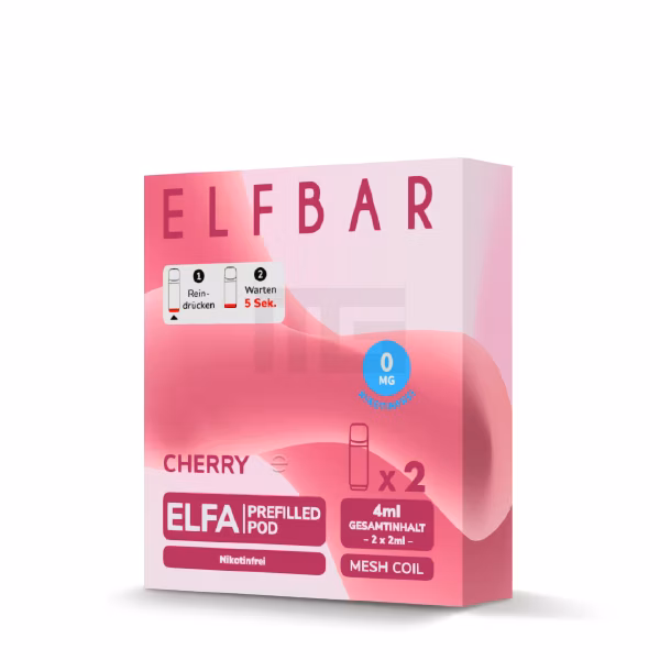 Elfbar - ELFA - Prefilled Pod - 2ml - 2er Pack - Nikotinfrei - Cherry