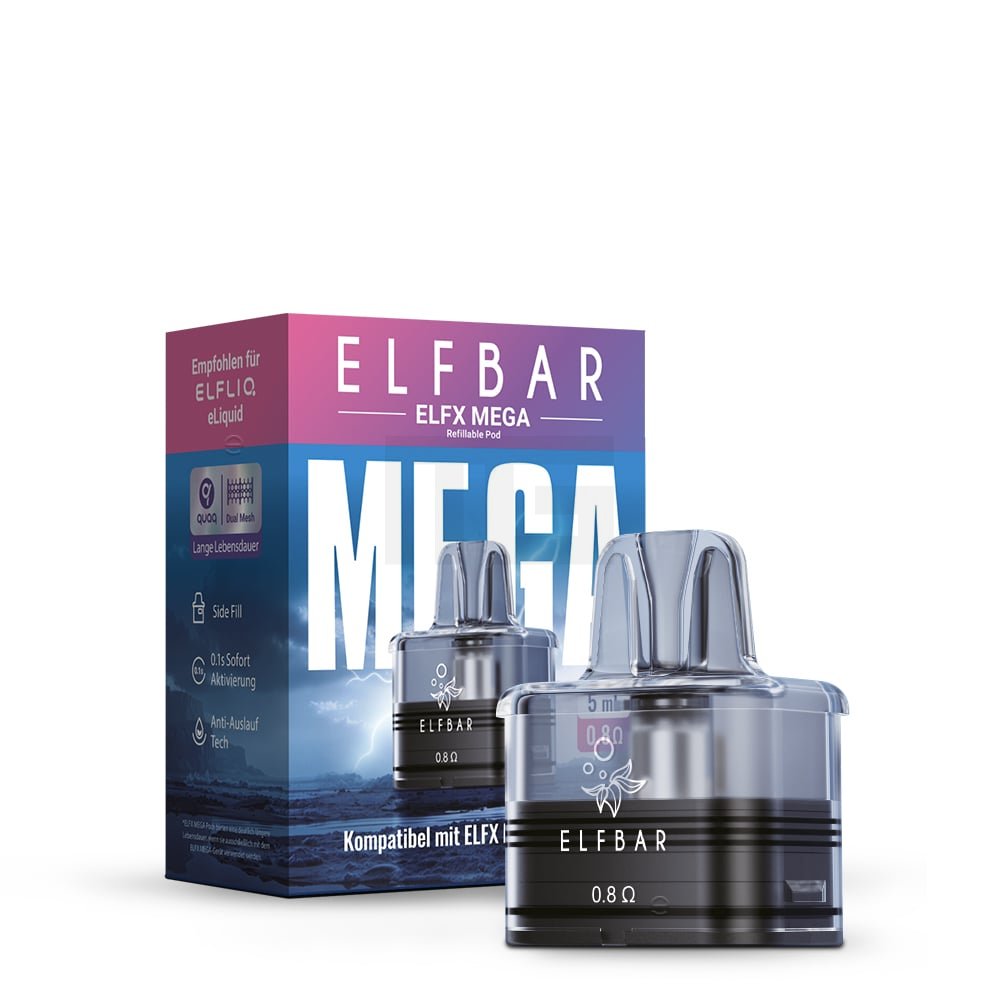 Elfbar - ELFX Mega - Pod Tank Verdampfer - Tank : 5ml | Widerstand : 0.6 Ohm | Paketgröße : 1er Packung Elfbar - ELFX Mega - Pod Tank Verdampfer - Tank : 5ml | Widerstand : 0.6 Ohm | Paketgröße : 1er Packung