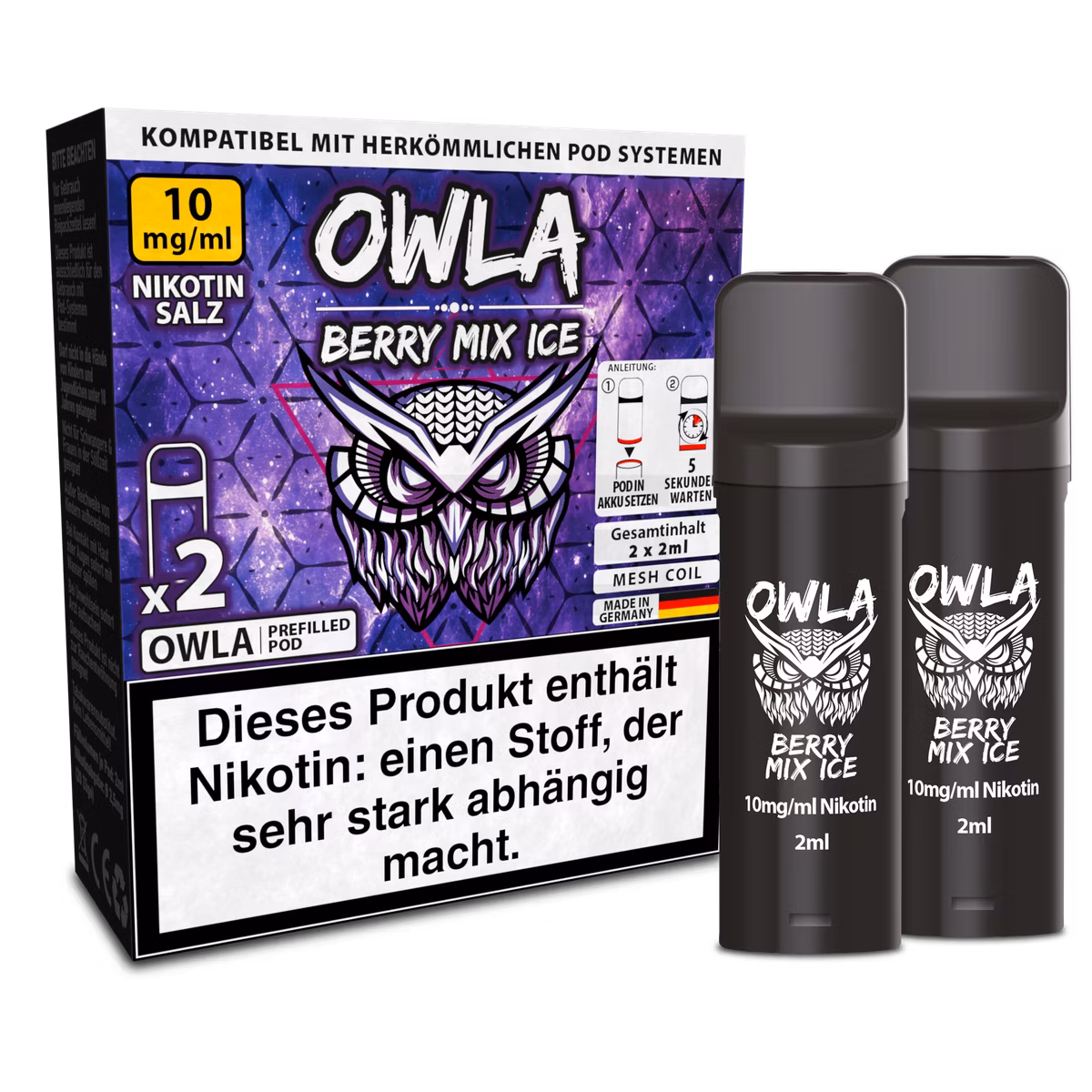 OWLA - Prefilled Pods - Berry Mix Ice | Nikotinsalz-Stärke : 10mg | Paketgröße : 1er Packung