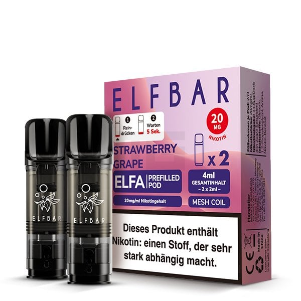 Elfbar - ELFA - Prefilled Pod - 2ml - 2er Pack - Strawberry Grape
