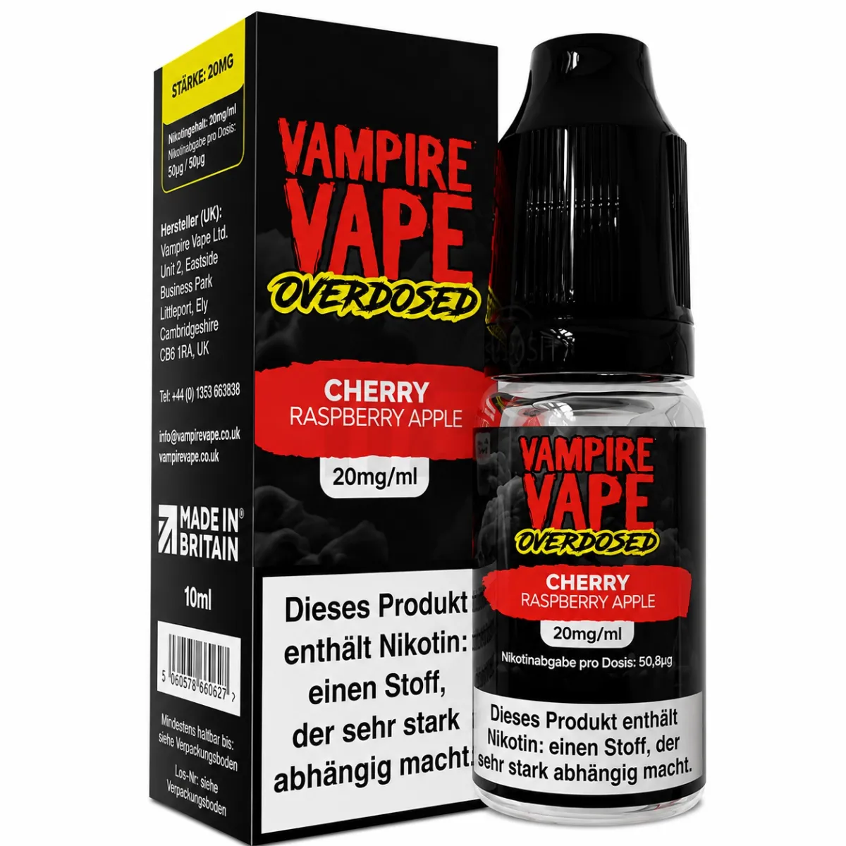 Vampire Vape - Overdosed - Nikotinsalz-Liquid - 10ml - Cherry Raspberry Apple | Nikotinsalz-Stärke : 20mg