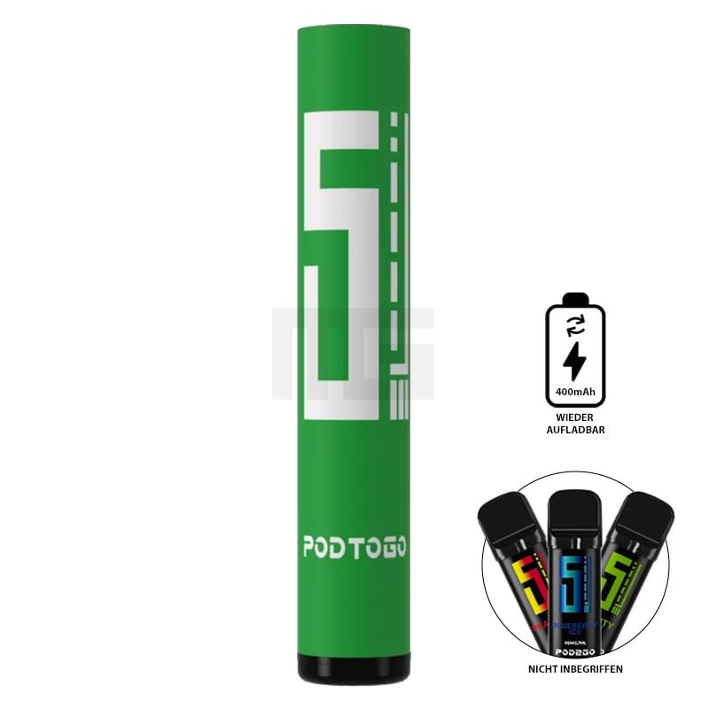 5el-elements-pod2go-ezigarette-vape-shisha-gruen 5 EL - Pod2Go 400 mAh Akku - Grün