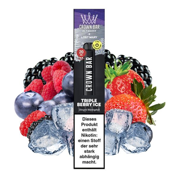 crown-bar-lost-mary-al-fakher-triple-berry-ice CROWN BAR by Al Fakher x Lost Mary - Triple Berry Ice - 20mg