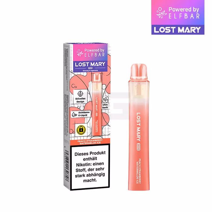 Lost Mary - LM800 - Einweg E-Zigarette - Peach Strawberry Watermelon Ice - 20mg