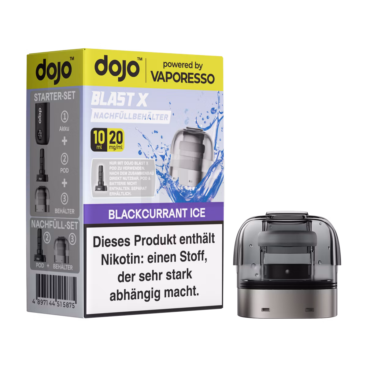 Vaporesso - Dojo Blast X - 10ml Pod Nachfüllbehälter - Blackcurrant Ice - 20mg Vaporesso - Dojo Blast X - 10ml Pod Nachfüllbehälter - Blackcurrant Ice - 20mg