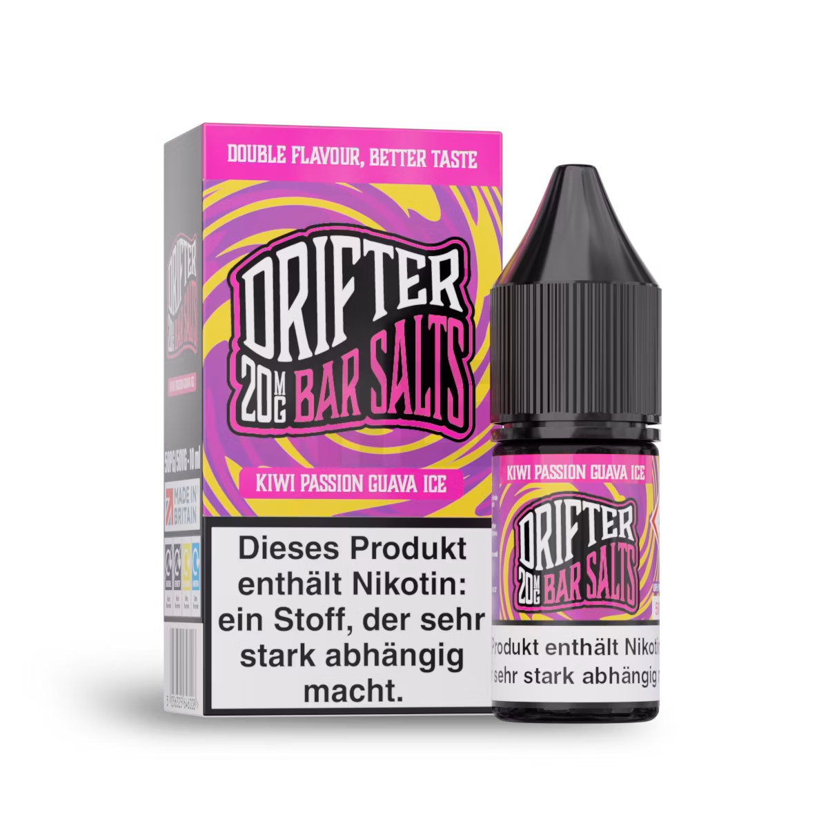 Drifter - Nikotinsalzliquid - 10ml - Kiwi Passionfruit Guava Ice | Nikotinsalz-Stärke : 20mg Drifter - Nikotinsalzliquid - 10ml - Kiwi Passionfruit Guava Ice | Nikotinsalz-Stärke : 20mg
