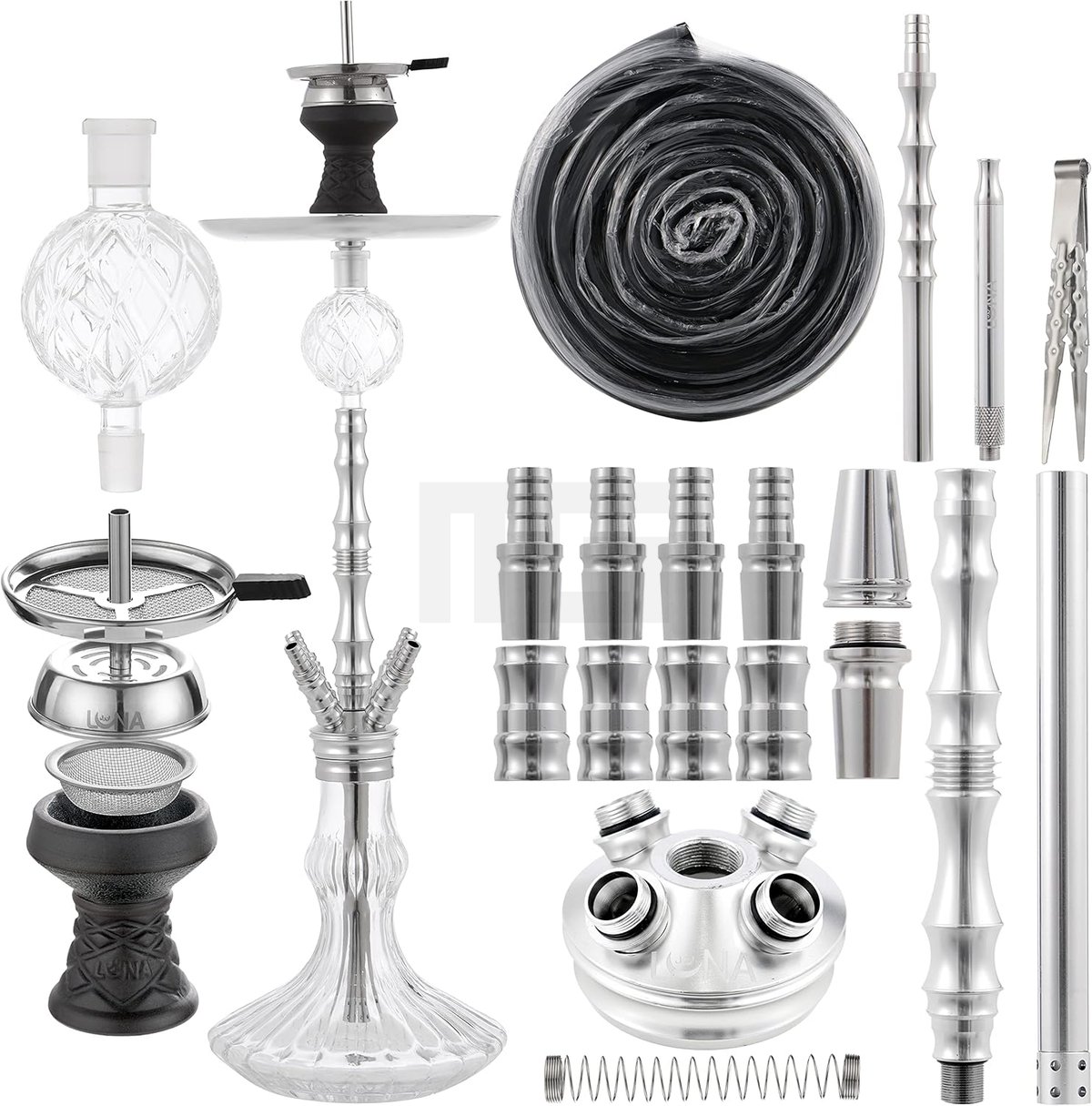 luna-hookah-bigima-silber-komplettset Luna Hookah - Bigima - Silber - Komplettset