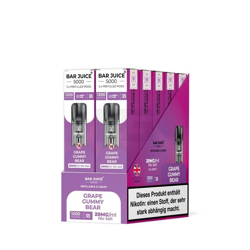 Bar Juice - Prefilled Pods - 2ml - 2er Paket - Grape Gummy Bear | Nikotinsalz-Stärke : 20mg