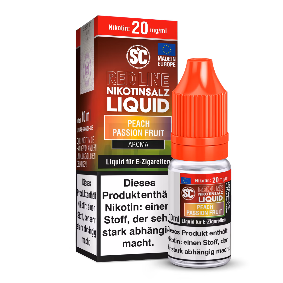 SC Red Line - Nikotinsalzliquid - 10ml - 20mg - Peach Passion Fruit SC Red Line - Nikotinsalzliquid - 10ml - 20mg - Peach Passion Fruit
