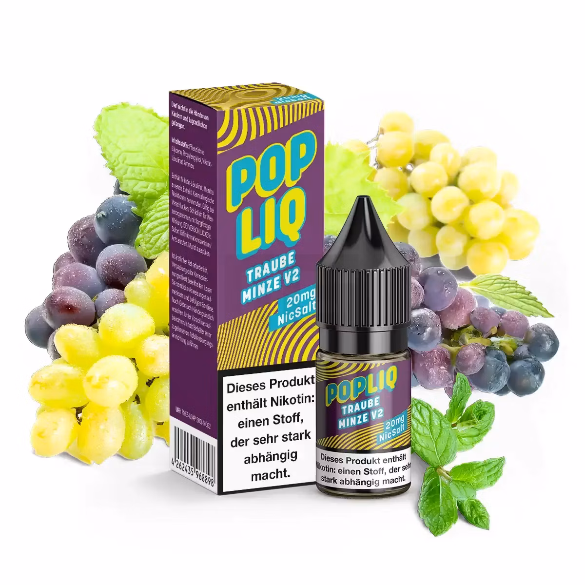 PopLiq Nikotinsalz-Liquid Traube Minze V2 10ml 20mg PopLiq Nikotinsalz-Liquid Traube Minze V2 10ml 20mg