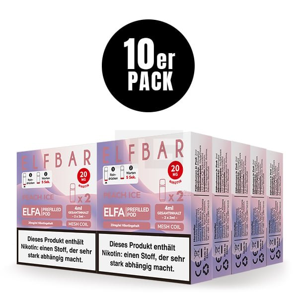 Elfbar - ELFA - Prefilled Pod - (VE= 10 Stück) Displaykarton - Peach Ice | Nikotinsalz-Stärke : 20mg Elfbar - ELFA - Prefilled Pod - (VE= 10 Stück) Displaykarton - Peach Ice | Nikotinsalz-Stärke : 20mg