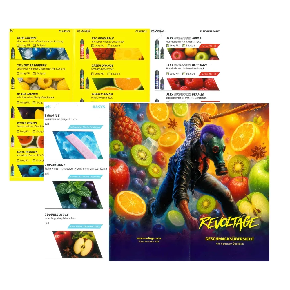 Revoltage - Flyer - Sortenübersicht - DIN Lang 4/4-farbig Revoltage - Flyer - Sortenübersicht - DIN Lang 4/4-farbig