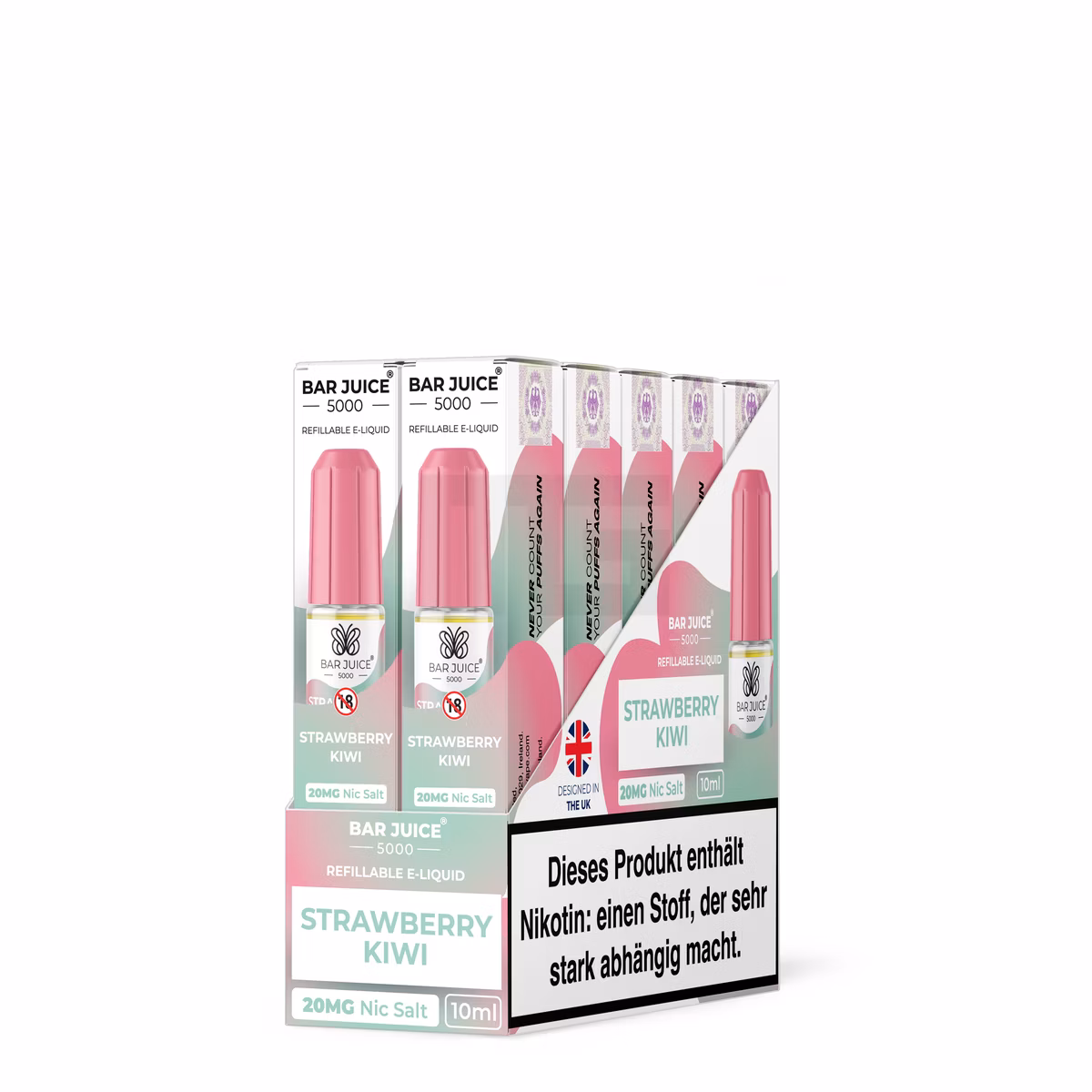 Bar Juice - 5000 - Strawberry Kiwi | Inhalt : 10ml | Nikotinsalz-Stärke : 20mg | Paketgröße : 1er Packung