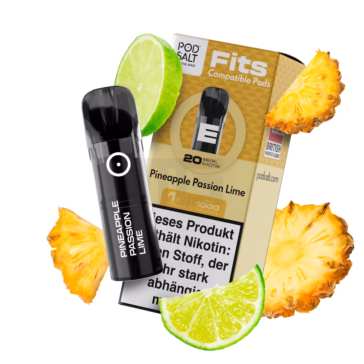 Pod Salt - Fits - Prefilled Pod - Pineapple Passion Lime - 20mg - 2ml - 3er Pack