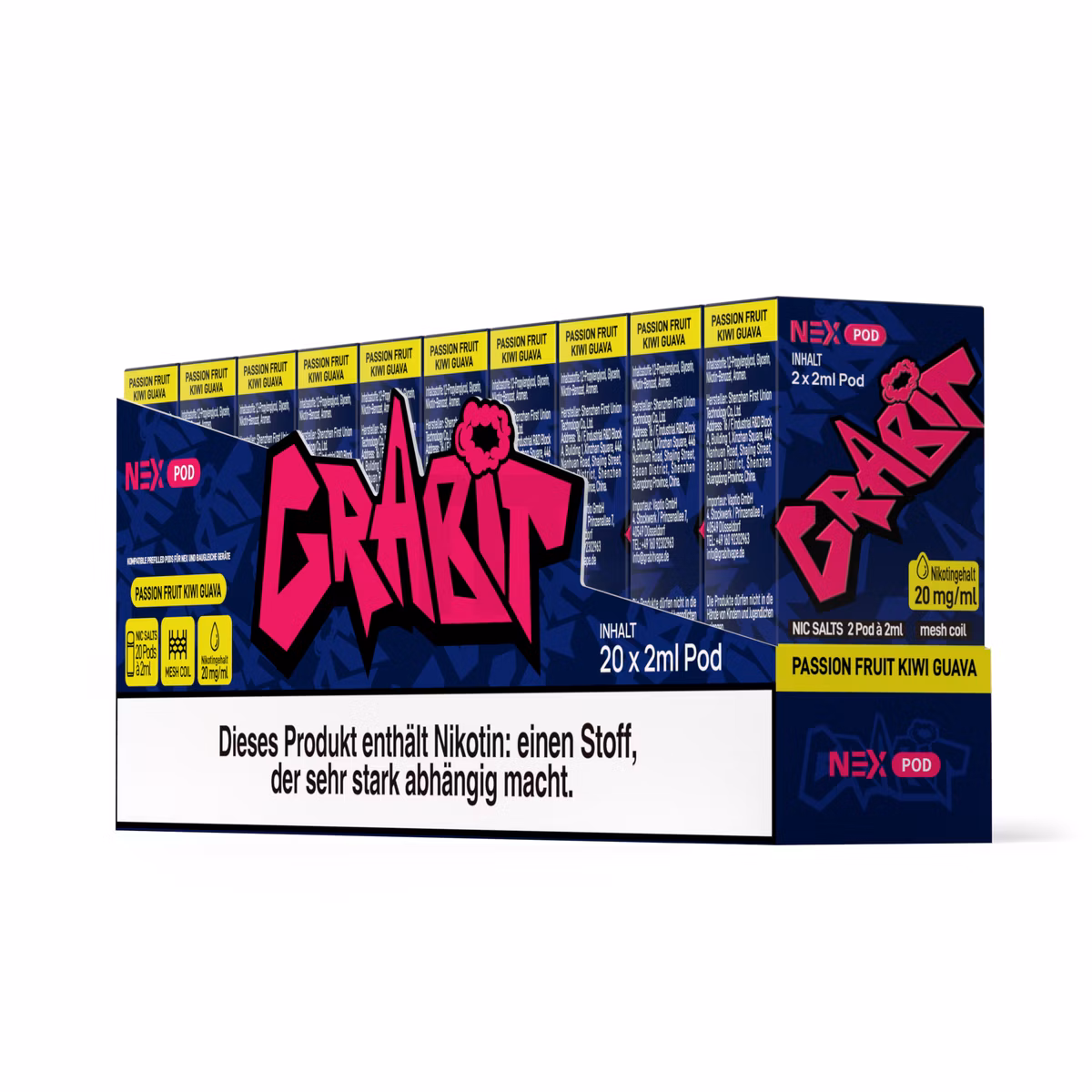 GRABIT - Nex - Prefilled Pod - 2ml - 2er Pack - Passion Fruit Kiwi Guava