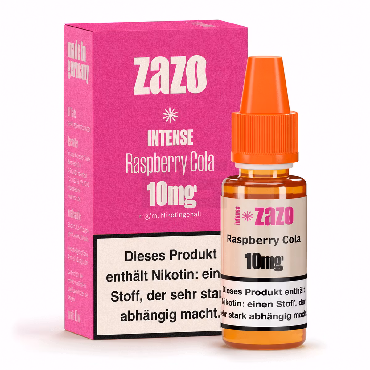 Zazo Intense - Nikotinsalz-Liquid - 10ml - Raspberry Cola | Nikotinsalz-Stärke : 10mg | Paketgröße : 1er Packung