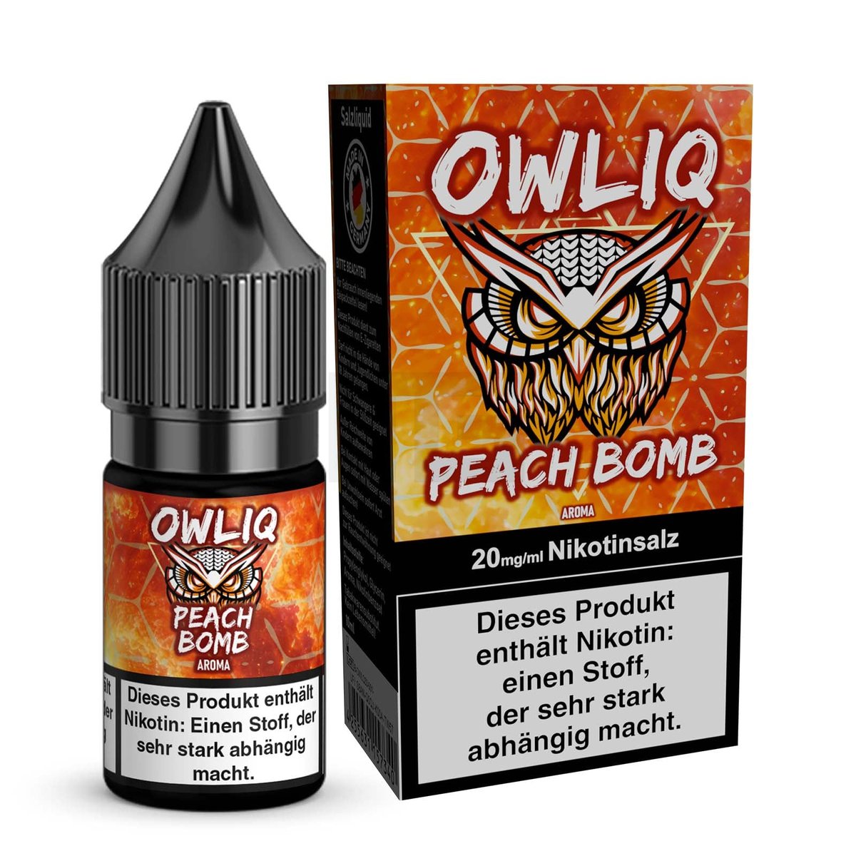OWL - Owliq - 10ml - Peach Bomb | Nikotinsalz-Stärke : 10mg OWL - Owliq - 10ml - Peach Bomb | Nikotinsalz-Stärke : 10mg