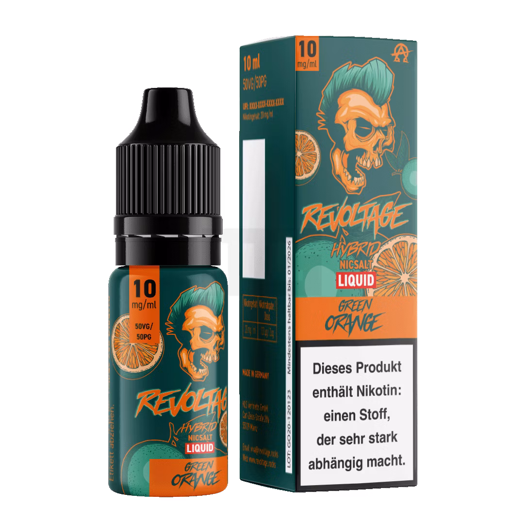 Revoltage - Hybrid Nikotinsalz Liquid - 10ml - Green Orange - 10mg Revoltage - Hybrid Nikotinsalz Liquid - 10ml - Green Orange - 10mg