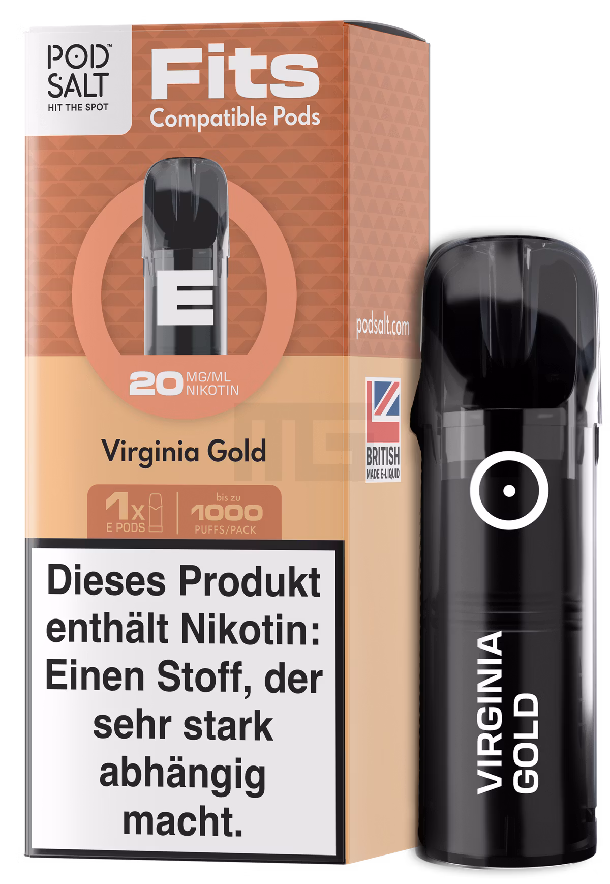 Pod Salt - Fits - Prefilled Pod - Virginia Gold - 20mg - 2ml - 3er Pack Pod Salt - Fits - Prefilled Pod - Virginia Gold - 20mg - 2ml - 3er Pack