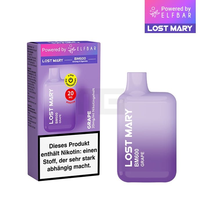 Lost Mary - BM600 - Einweg E-Zigarette - Grape - 20mg - 1er Packung Lost Mary - BM600 - Einweg E-Zigarette - Grape - 20mg - 1er Packung